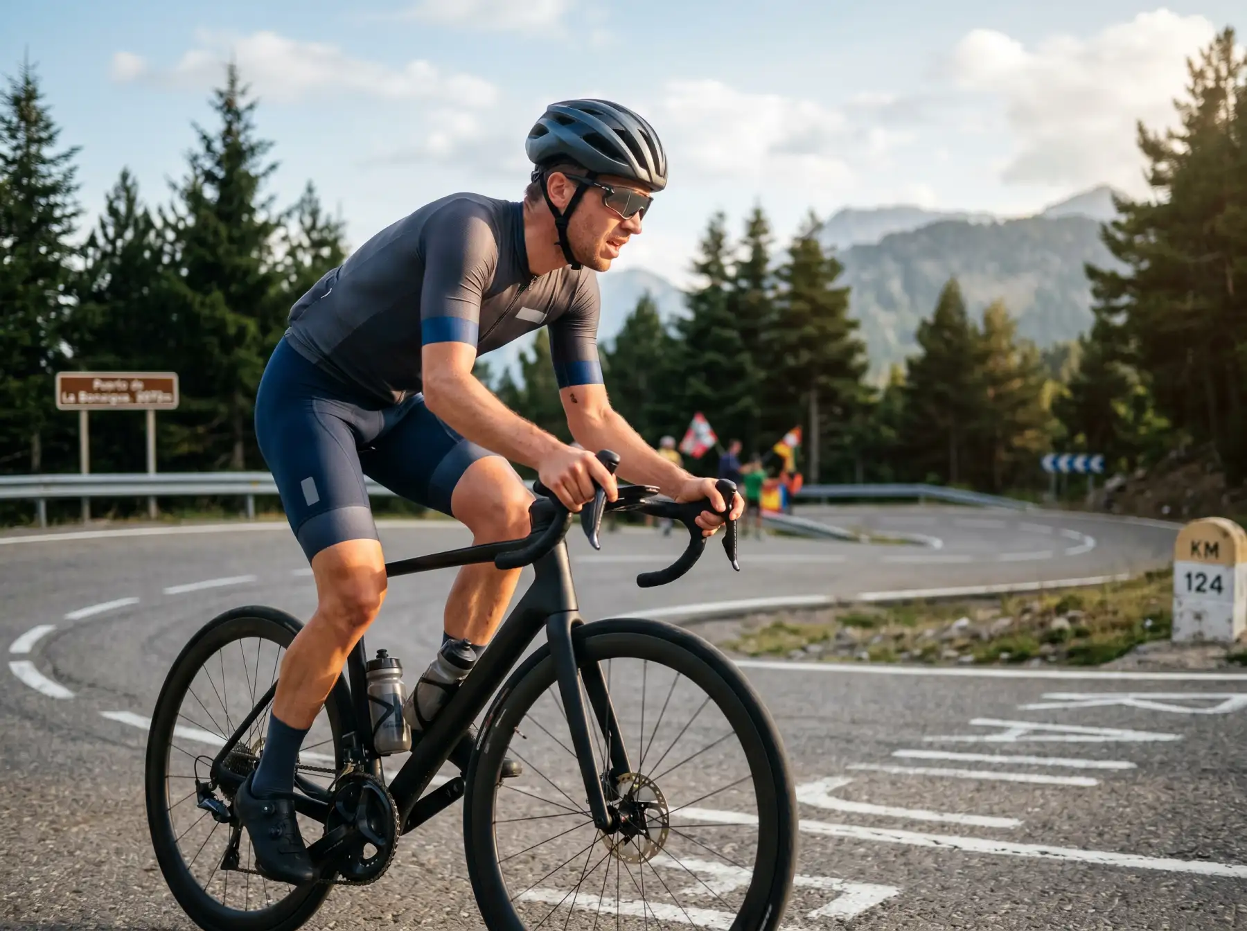 Ciclista profesional en ataque durante una etapa de montaña del Tour de Francia